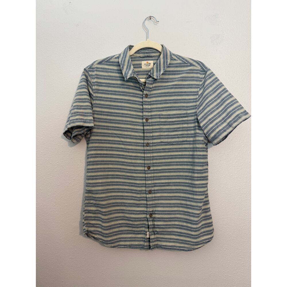 Marine Layer Cotton Button Down Striped Shirt